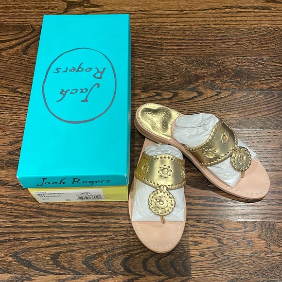 NWT Jack Rogers Westhampton Sandals Gold 6 - Picture 1 of 4